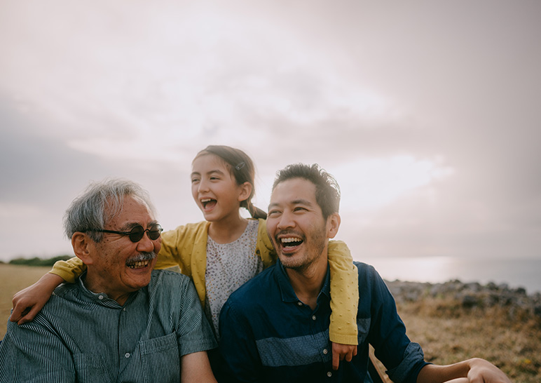 Multigenerational family smiling